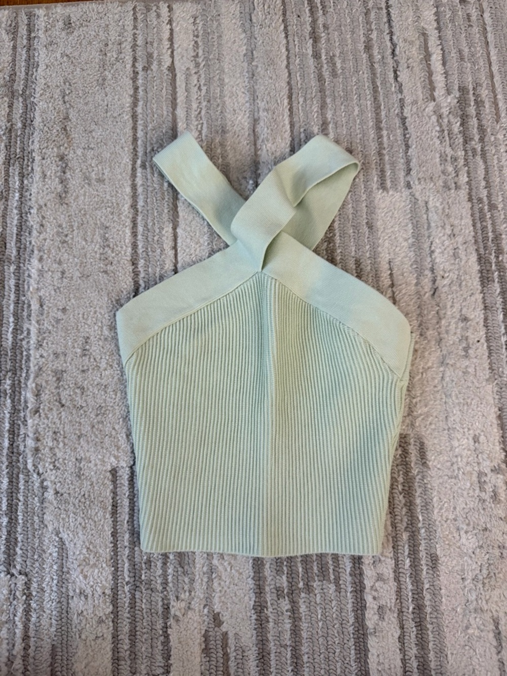 Aritzia Babaton Light Sage Ribbed Cross-Back top